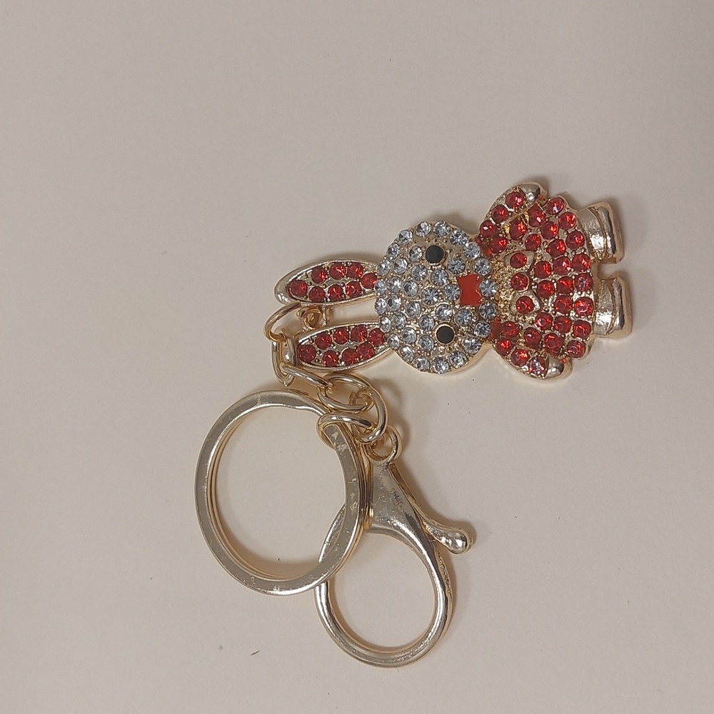 Gold Tone Rhinestone Bunny Rabbit Key Chain Purse Charm - Picture 16 of 16